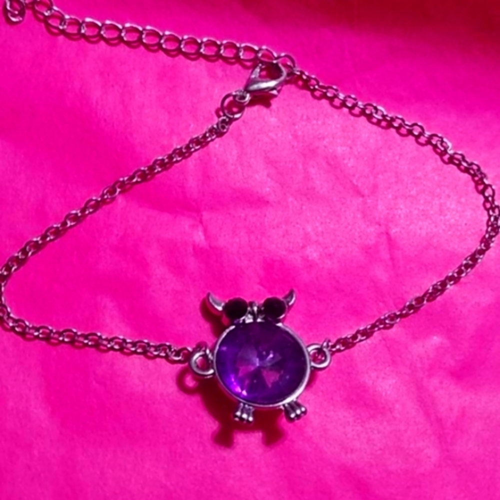Contemporary COUTURE 🦉Purple Tanzanite Gemstone Silver Tone Bracelet